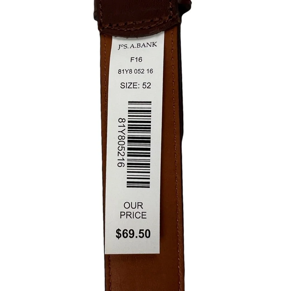 Jos A Bank Leather Belt Brown Men's Size 52 Genuine Leather Thick New $69.50